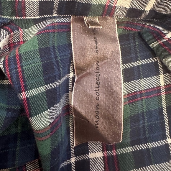Moon Collection Studded Plaid Flannel Button Down Shirt Girls Size Large 14-16 - Picture 7 of 7